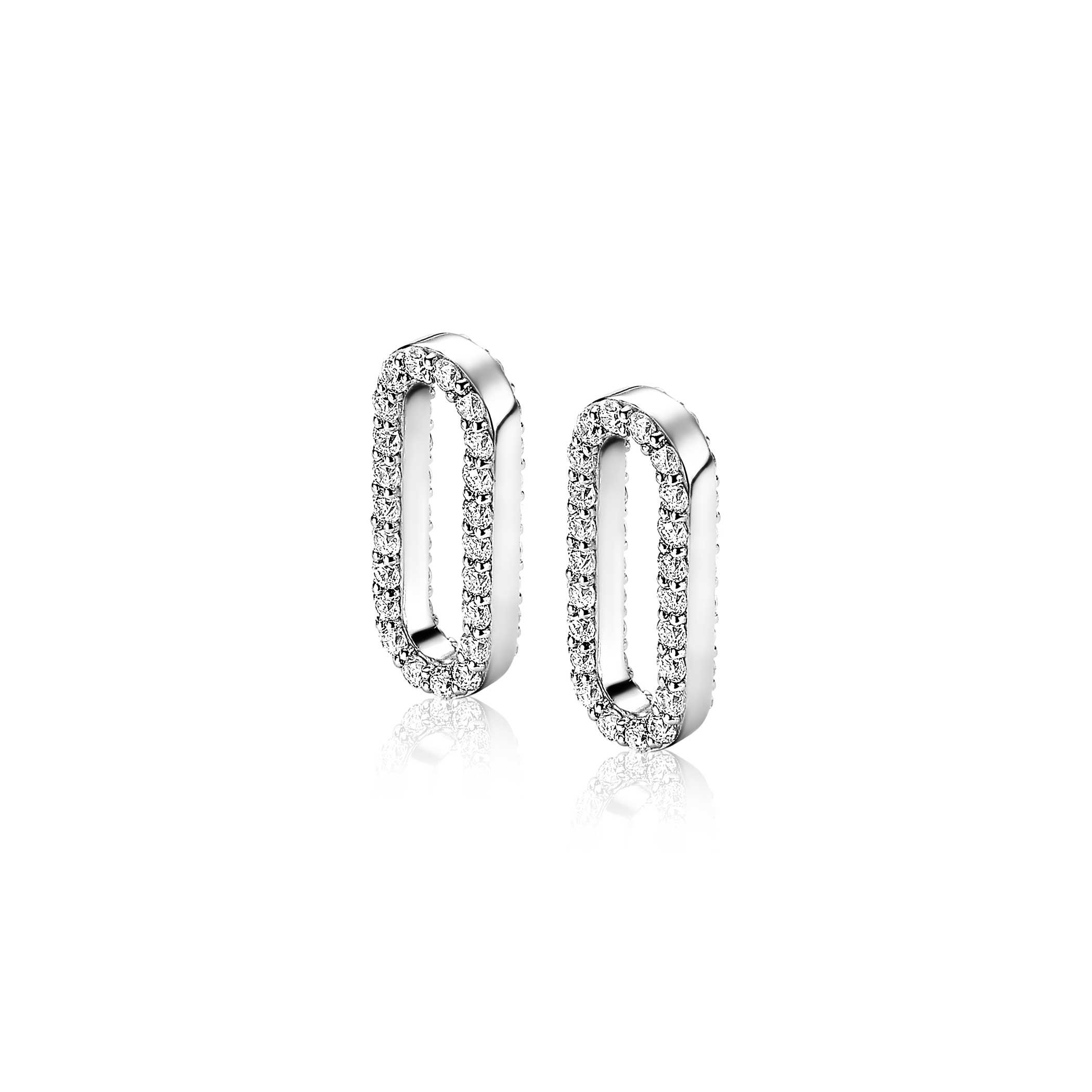 ZINZI zilveren oorbedels 20mm ovale vorm witte zirconia's ZICH215.
De oorbedels worden geleverd zonder oorringen!!!