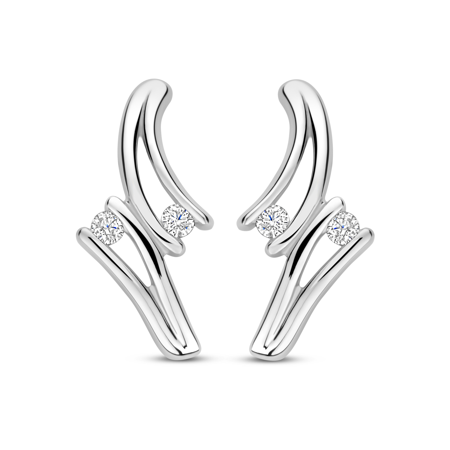 zilveren RdL oorstekers, fantasie+ 2 zirconias