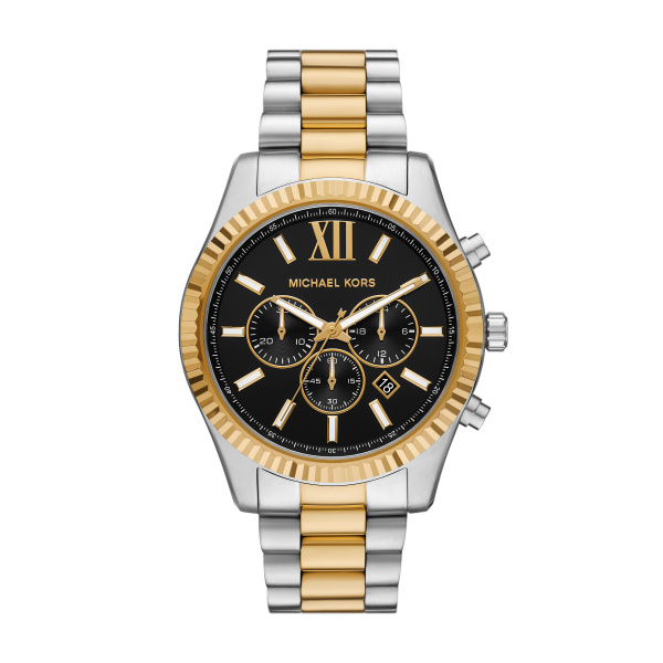 Michael Kors Quartz heren pols horloge staal met stalen band bicolor uit de collectie Lexington. 10 ATM waterdicht.