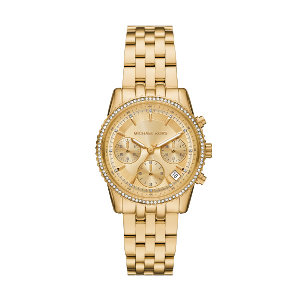 Michael Korz quartz dames pols horloge GOUDKLEURIG model MK7530 uit de Bryant collectie. Edelstaal met schakelband. 5 ATM waterdicht.
