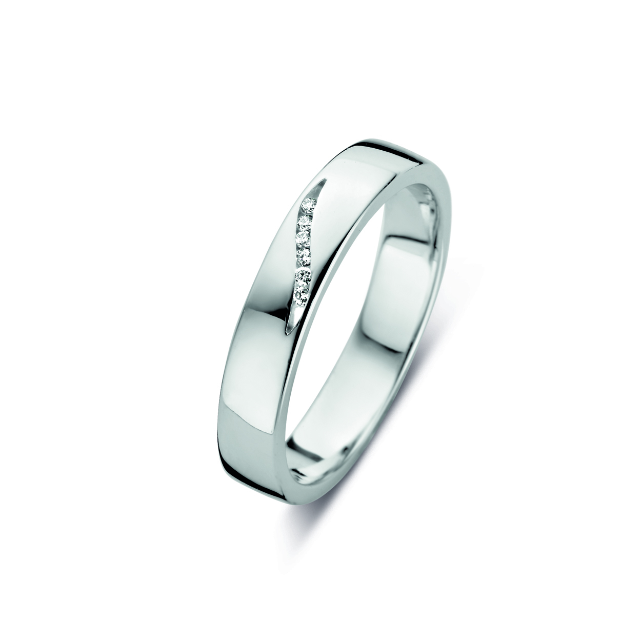 zilveren Rdl ring, glad+S met 0.03ct brilj mt54
