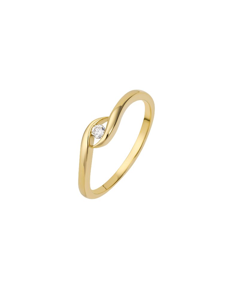 gouden ring met briljant, Lanzo 1x0.05ct briljant mt55