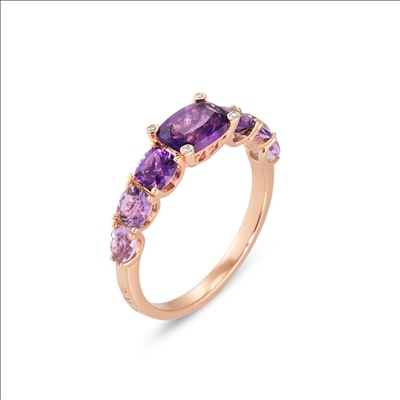 De IRIS Geel gouden ring met amethist en diamanten, is een verfijnd sieraad met een briljante geslepen diamant van 0.02 karaat en opvallende amethisten. Deze ring van geelgoud in maat 55 straalt luxe uit. Draag hem tijdens speciale gelegenheden of als statement piece voor een elegante en glamoureuze look. Perfect voor elke sieradenliefhebber.