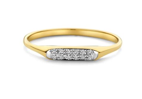 14kt gouden ring met 0.06ct diamanten