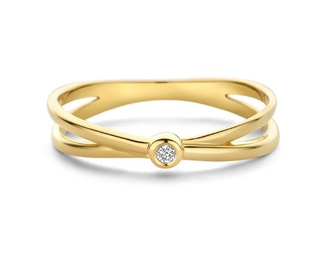14kt gouden ring met 0,025ct diamant