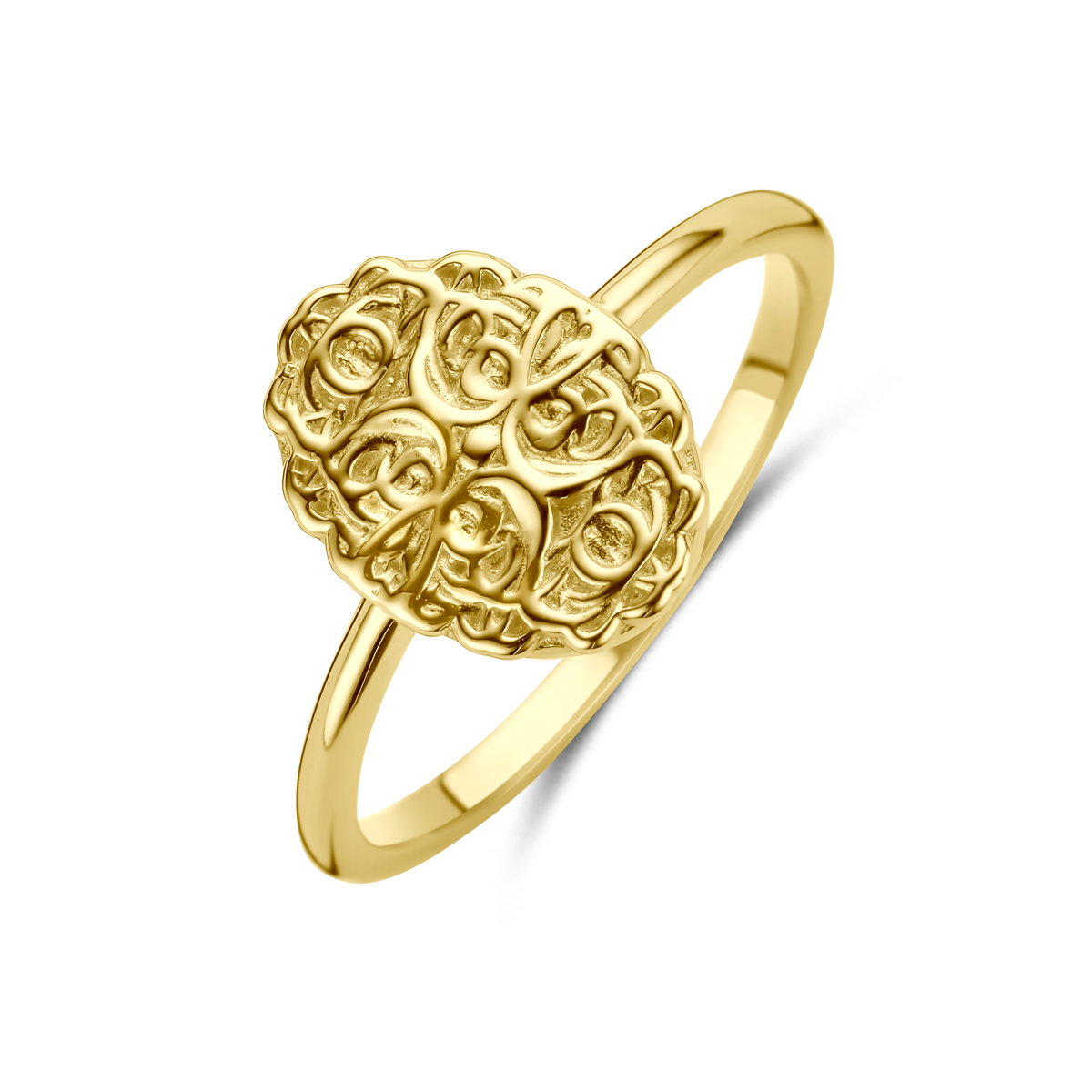 14k Geelgouden ring met een afmeting van 11.5x9mm.