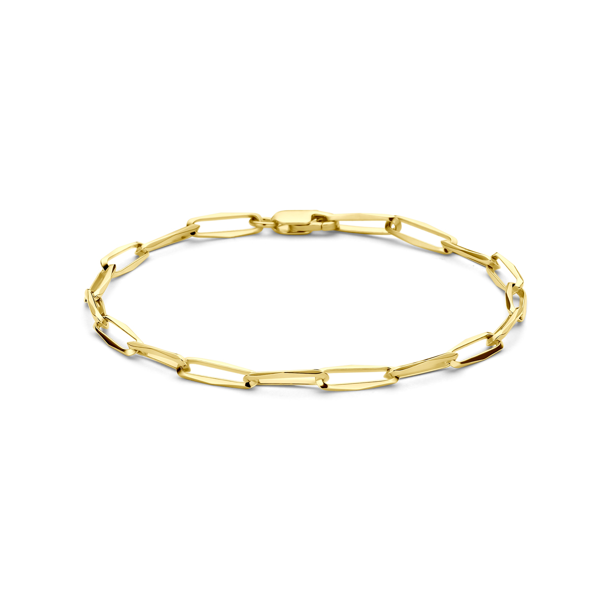 14k Geelgouden armband met een closed forever schakel van 3.5mm. De armband is uitgevoerd met karabijnsluiting.