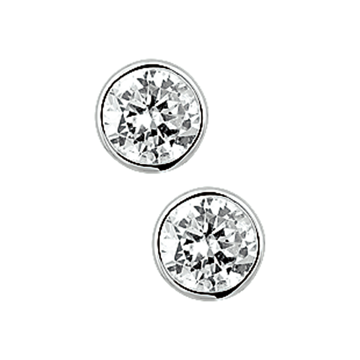 Zilveren Oorstekers met Zirkonia in Glad omzetting 6mm