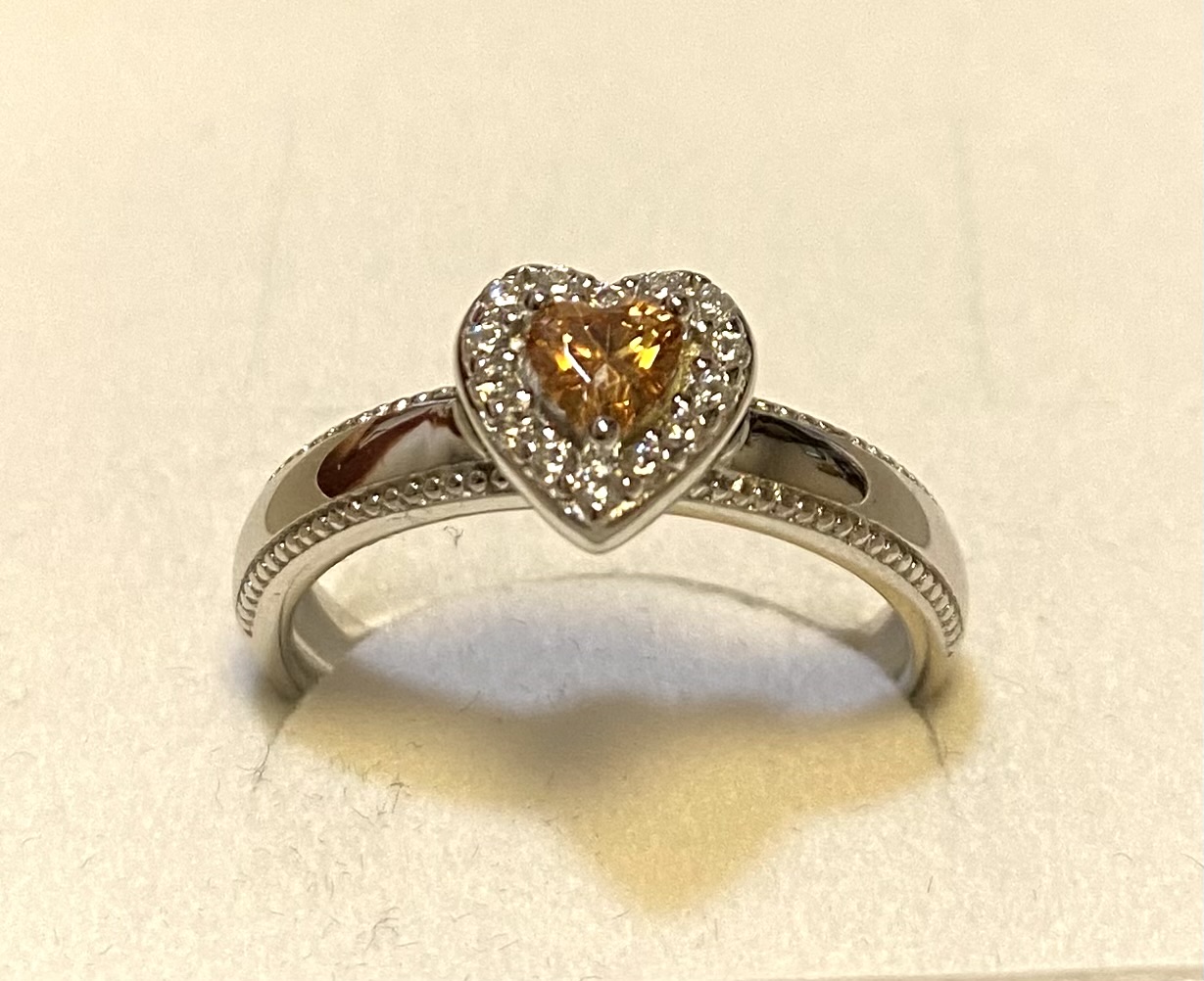 Champagne kleur hart ring zilver Rosa di Luca 