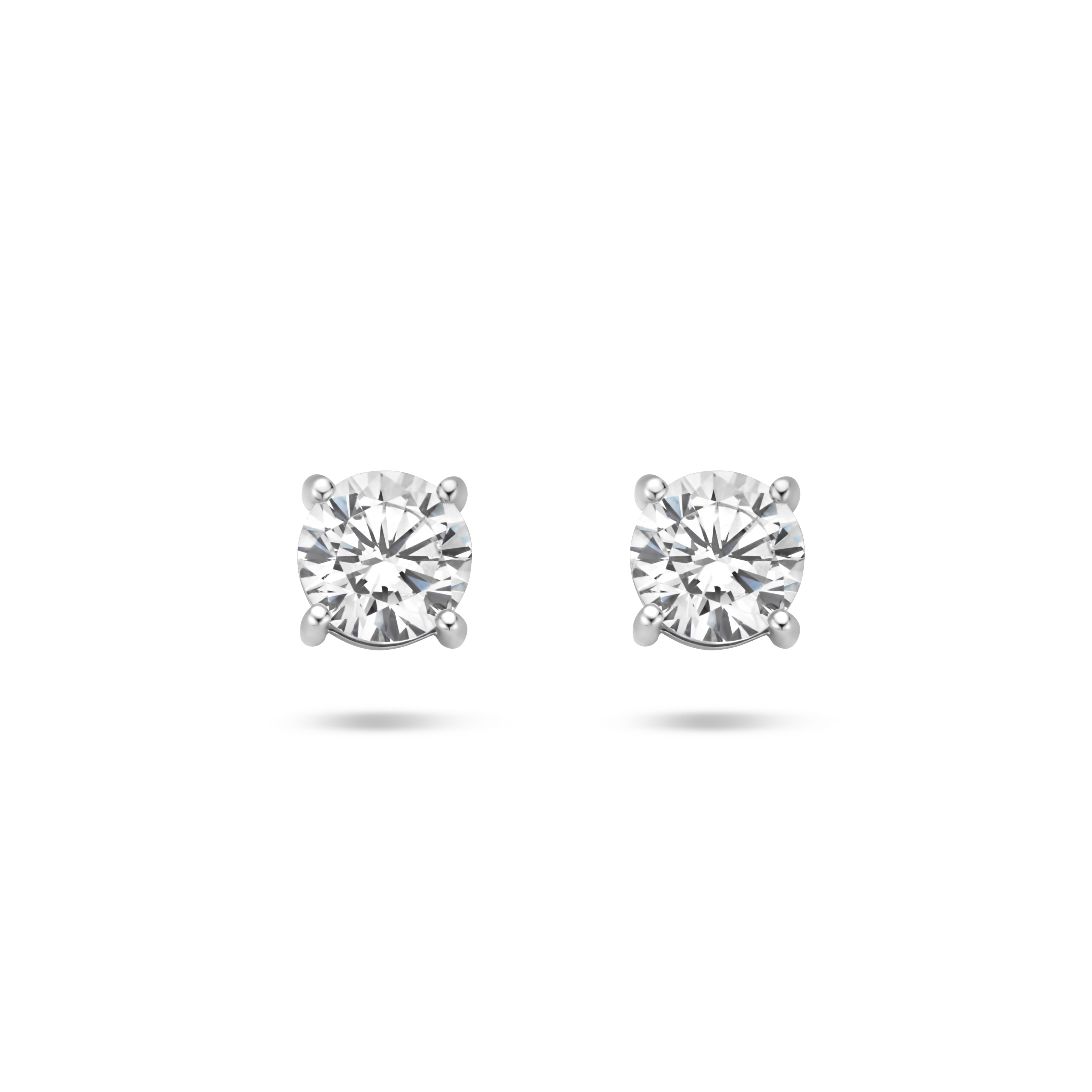 Gerhodineerd zilveren oorknoppen solitair met zirkonia 5mm.