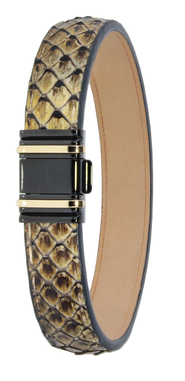 Een armband van Albanu gelimtieerd van Python leer