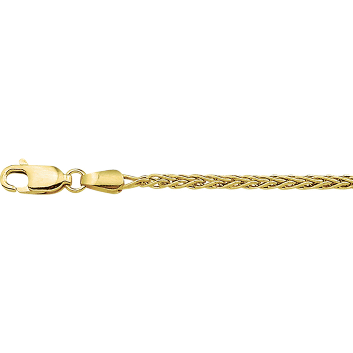 Geelgouden armband met vossestaart schakel. De schakelbreedte is 2.1mm.