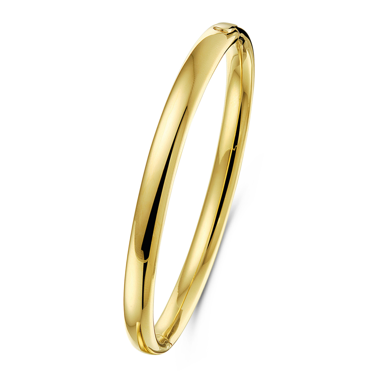 bangle scharnier ovale buis 6 x 60 mm 14K geelgoud
