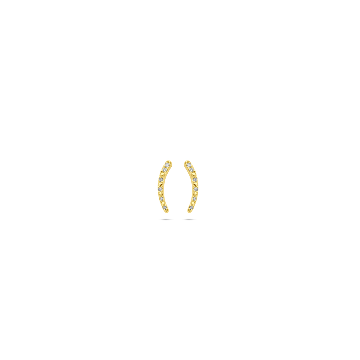 14k Geelgouden oorknoppen uitgevoerd met diamant. De oorknoppen hebben een afmeting van 11x3mm. Het totale diamantgewicht is 0.05ct.