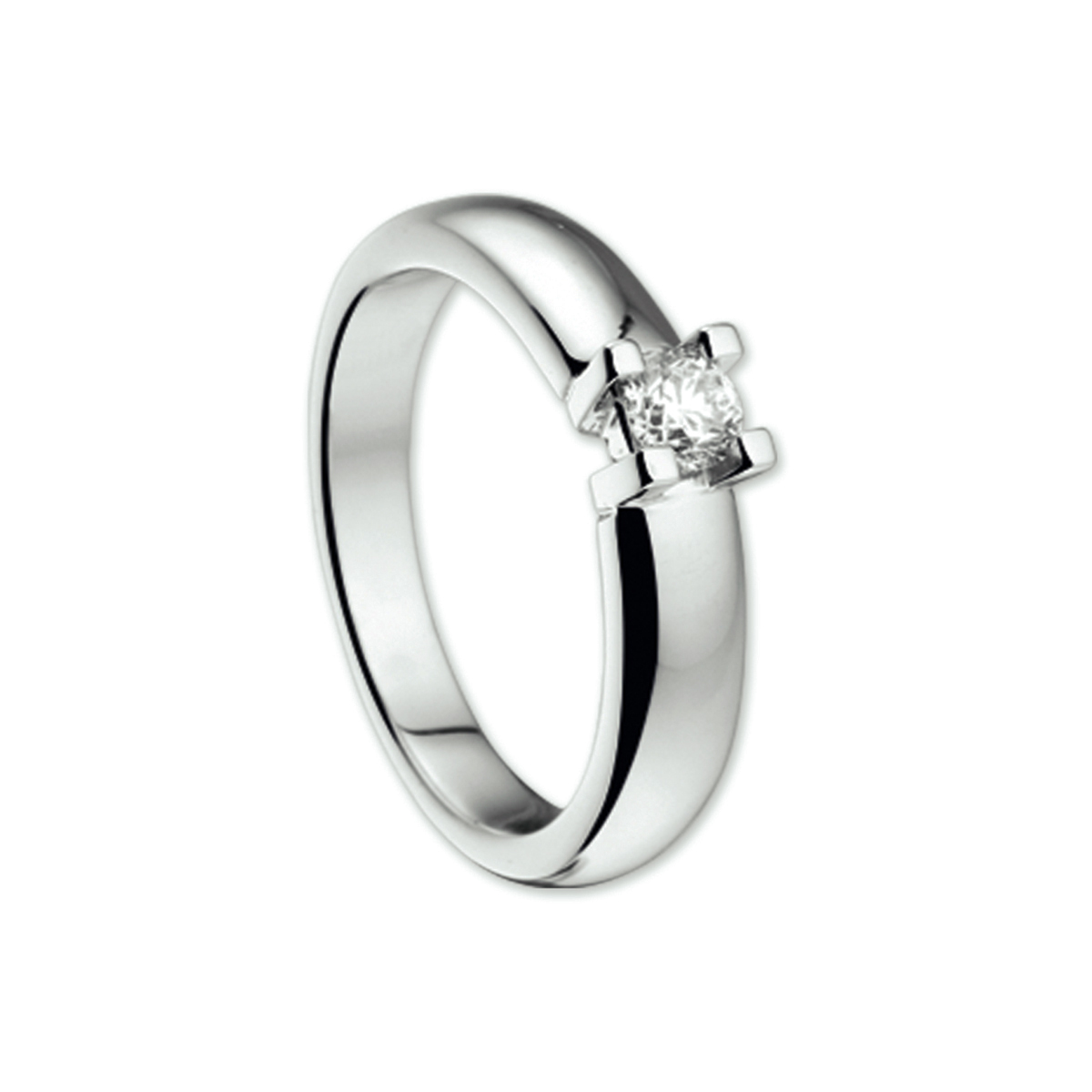 Witgouden ring met diamant.