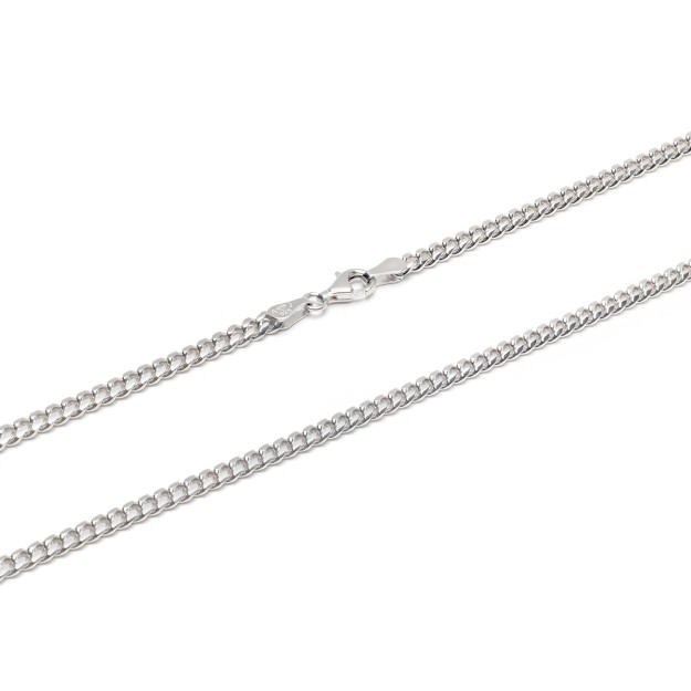 Zilver Gerhodineerde Gourmet Schakel Collier 60cm 4mm