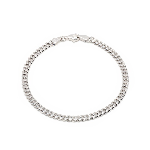 Zilver Gerhodineerde Gourmet Schakel Armband 19cm 4mm