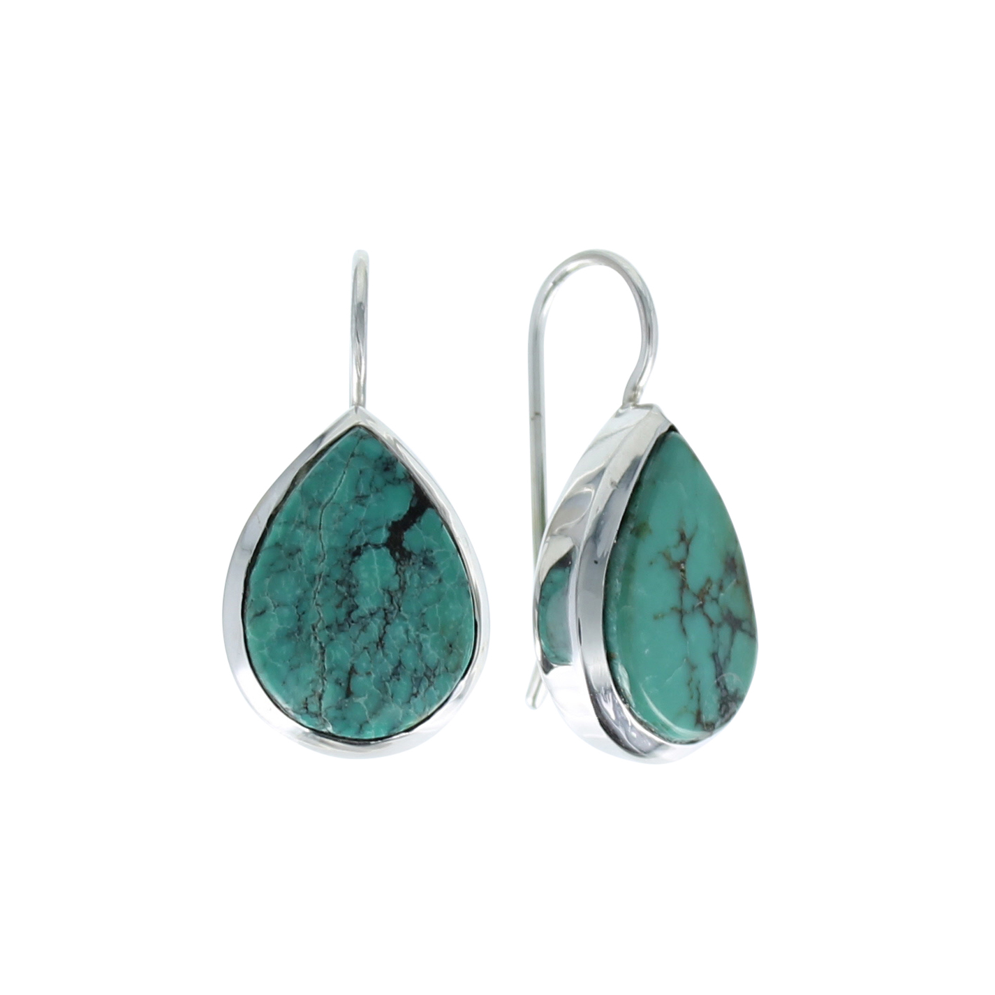 zilveren oorhangers met turquoise