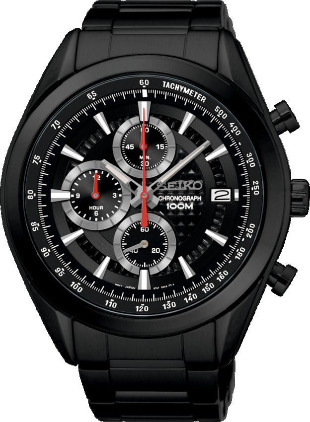 Dit herenhorloge is van het merk Seiko. Het is een chronograaf horloge gemaakt van hardcoated staal. De diameter van de kast is 44.9 mm en de kast is 12.1 mm dik.
De verdere specificaties van het horloge zijn als volgt:
Glassoort: hardlex mineraal glas
Bandbreedte: 20
Kastmateriaal: hardcoated staal
Waterdichtheid: 10 ATM
Techniek: quartz