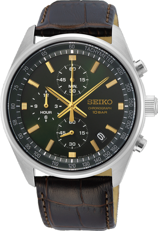 Dit herenhorloge is van het merk Seiko. Het is een chronograaf horloge gemaakt van staal. De diameter van de kast is 41.5 mm en de kast is 12 mm dik.
De verdere specificaties van het horloge zijn als volgt:
Glassoort: hardlex mineraal glas
Bandbreedte: 18
Kastmateriaal: staal
Waterdichtheid: 10 ATM
Techniek: quartz