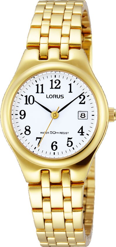 Dit is een dameshorloge van het merk Lorus. Het is een analoog horloge gemaakt van metaal. De diameter van de kast is 26.5 mm en de kast is 7.5 mm dik.
De verdere specificaties van het horloge zijn als volgt:
Kastvorm: rond
Kastkleur: goudkleurig
Kastmateriaal: metaal
Bandbreedte: 13 mm
Bandlengte: 221.5 mm
Sluiting: vouwsluiting met drukker
Wijzerplaatkleur: wit
Glassoort: hardlex mineraal glas
Waterdichtheid: 5 ATM
Techniek: quartz
