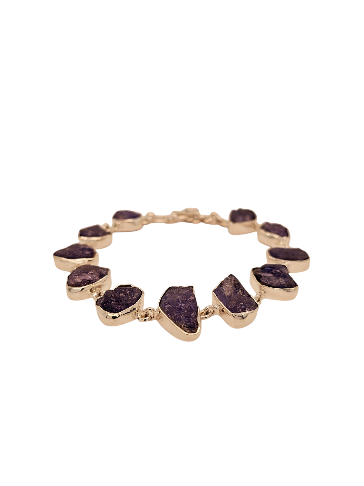 zilveren armband met ruwe stenen