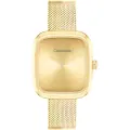 De Calvin Horloge in goudkleurig design 9 is een elegant polshorloge, perfect als modieus accessoire. De vierkante klok voegt een eigentijdse touch toe aan elke outfit. Draag het om uw pols voor een verfijnde en stijlvolle uitstraling, ideaal voor zowel dagelijkse als formele gelegenheden. Een must-have in elke horlogecollectie.