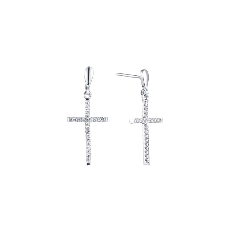 MY iMenso ODM "Cross 19mm CZ" earstuds (925/rhod- plated) 