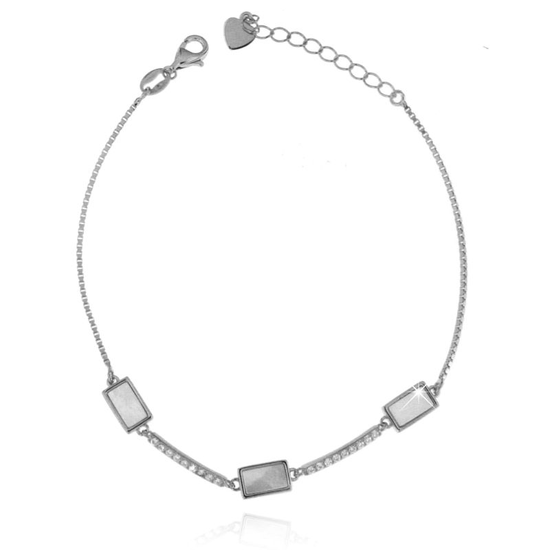 MY iMenso ODM "MOP bars & CZ bars" bracelet (925/rhod-plated) 17+3cm 