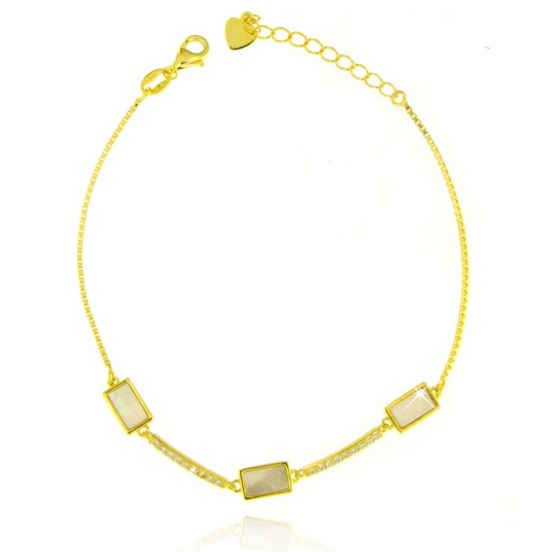MY iMenso ODM "MOP bars & CZ bars" bracelet (925/0,5Mgold-plated) 17+3cm 
