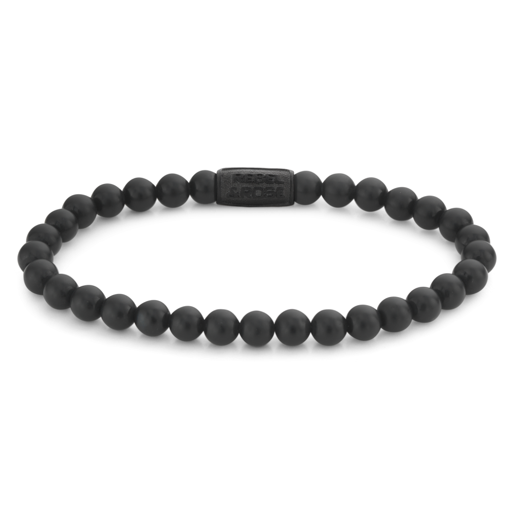 Armband van het merk Rebel & Rose. De armband heeft een hoogwaardige elastische stretch koord, met 6mm van Onyx.