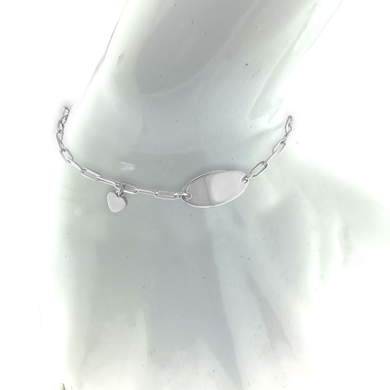 MY iMenso ODM "baby Paperclip Engraving plate & heart" bracelet (925/rhod-plated) 13+3cm 