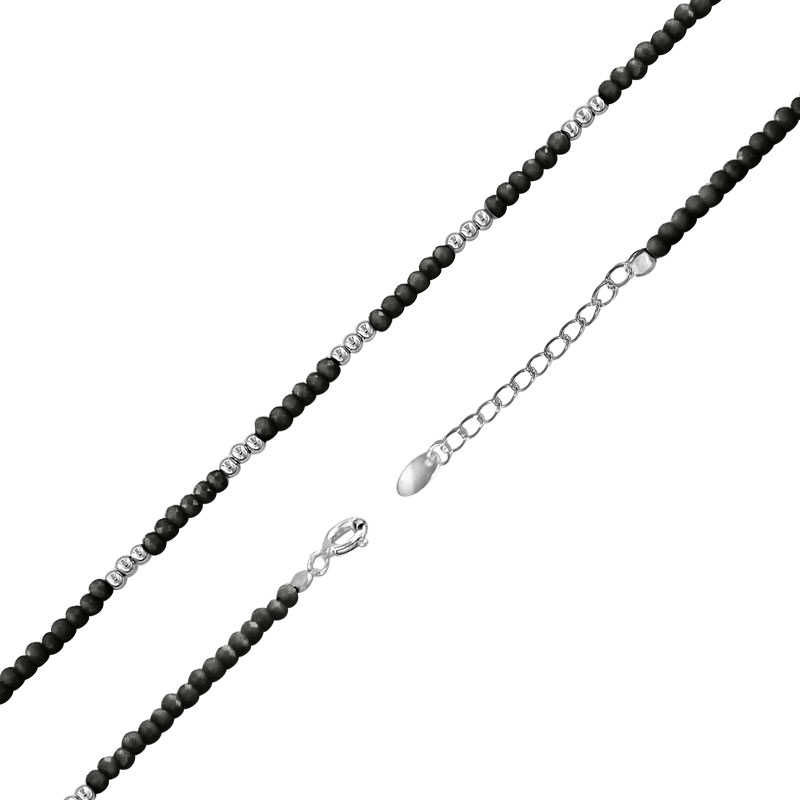 MY iMenso ODM "Glass black 5x3 ball" bracelet (925/rhod-plated) 16,5+3cm 