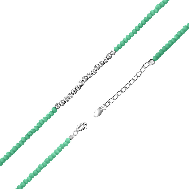 MY iMenso ODM "Glass turquoise green 15 ball" bracelet (925/rhod-plated) 16,5+3cm 
