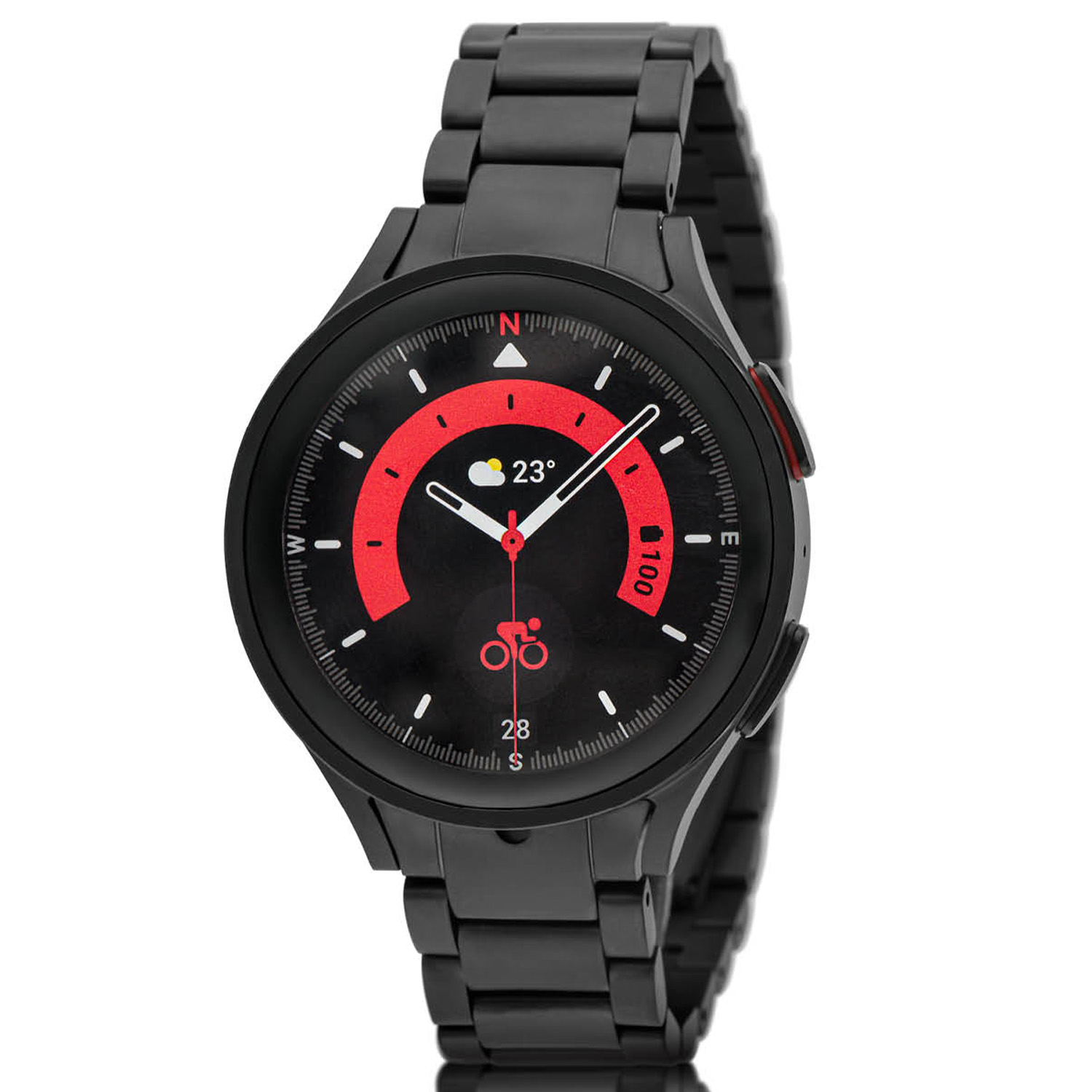Samsung Galaxy Watch5 Pro SA.R920SSLTE Smartwatch Silver Staal 45mm
De Galaxy Watch combineert de uitstraling van een luxe horloge met de geavanceerde functies van de SAMSUNG smartwatches. Deze unieke horloges zijn uitgerust met verwisselbare horlogebanden: een speciaal ontworpen stainless steel,- en een siliconen horlogeband. De Galaxy Watch5 Pro is de smartwatch met Wear OS van SAMSUNG en biedt toegang tot je favoriete apps en dat allemaal om je pols. De Galaxy Watch is niet alleen zeer stijlvol, maar ook gebruiksvriendelijk. Om door apps, berichten en tekst te bladeren hoeft er alleen maar aan de roterende ring gedraaid te worden. De Galaxy Watch is stof- en spatwaterdicht en 5 ATM gecertificeerd. De extra features, zoals het kompas, hartritme sensor en nog heel veel meer maken de Galaxy Watch5 Classic nog completer.

De Galaxy Watch heeft een Always On-display, waardoor je geen knop in te drukken om de tijd weer te geven. Het AMOLED-display kan ingesteld worden op een continue tijdsweergave, zodat dag en nacht te zien is hoe laat het is.

Highlights:
- Geschikt voor Android 
- De Galaxy Watch5 heeft een IP68-certificering. Het horloge is 5 ATM
- Dankzij de ingebouwde speaker en microfoon, kan er ook gebeld worden met het horloge
- Ontvang alle berichten van je telefoon op je horloge en reageer direct met quick reply’s
- Herkent meer dan 35 verschillende activiteiten
- Door de verschillende meters en tellers is het mogelijk om onder andere de hartslag, stappen, snelheid, slaap, luchtdruk, stress, hoogte- en diepte te meten
- D.m.v. de ingebouwde GPS, is het mogelijk om offline te navigeren en achteraf je route terug te kijken (zonder dat de telefoon in de buurt is)
- Luister zonder smartphone naar muziek met Spotify premium
