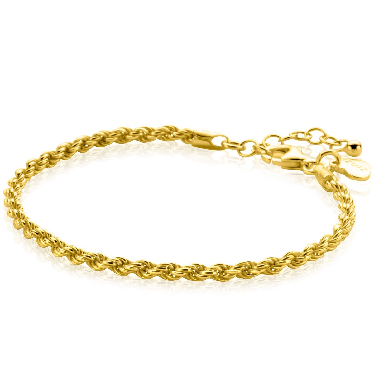 ZINZI gold plated zilveren armband met trendy koord schakels van 2,6mm breed. De lengte van de armband is te variëren tussen 17 en 20cm door het handige verlengkettinkje. Bij sluiting herkenbaar ZINZI, door het zilveren Zinzi hartje. Vervaardigd van eerste gehalte zilver (925) en voorzien van een extra 14K geel vergulding.