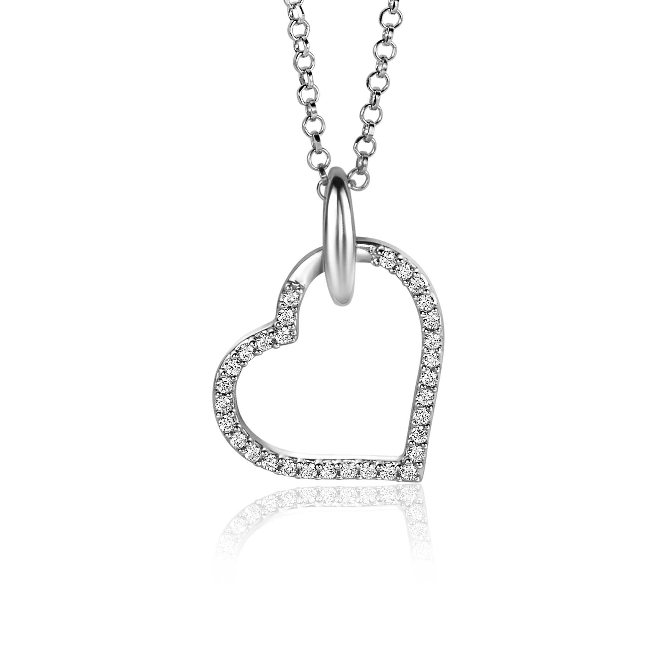 De Zinzi Zilveren Hanger ZIH2447 is een elegante hartvormige hanger met zirconia, ideaal als sierlijke touch voor elke outfit. Gemaakt van hoogwaardig zilver en afgewerkt in rosé-zilver kleur, weegt deze hanger 1,9 gram. Met afmetingen van 25x20x2,2 mm is het perfect als subtiel accent. Draag het op een zilveren ketting om de verfijnde uitstraling te benadrukken.
