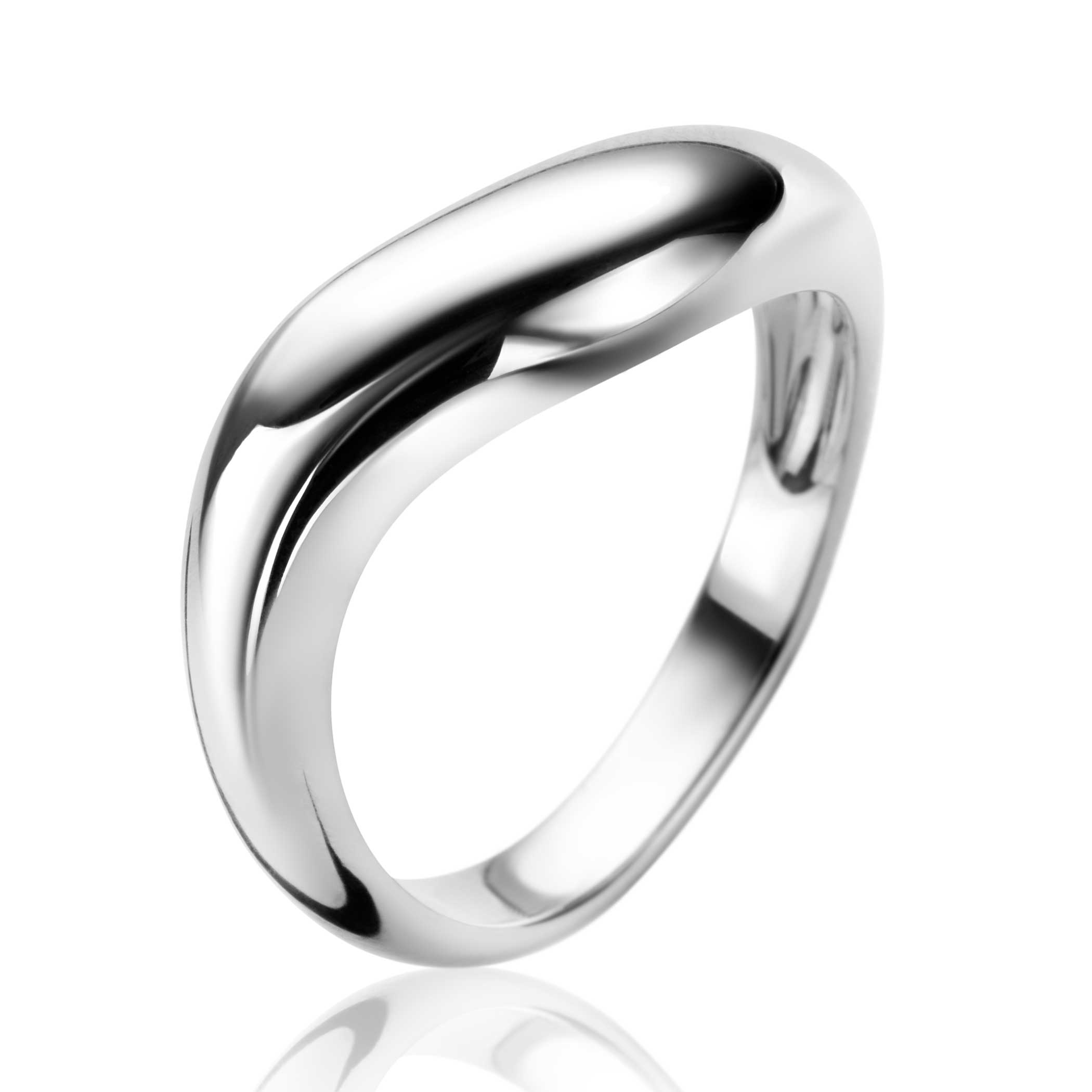 ZINZI zilveren ring organisch gevormd 6mm breed. Vervaardigd van eerste gehalte zilver (925) en voorzien van een extra rodiumlaag voor een langdurige glans.