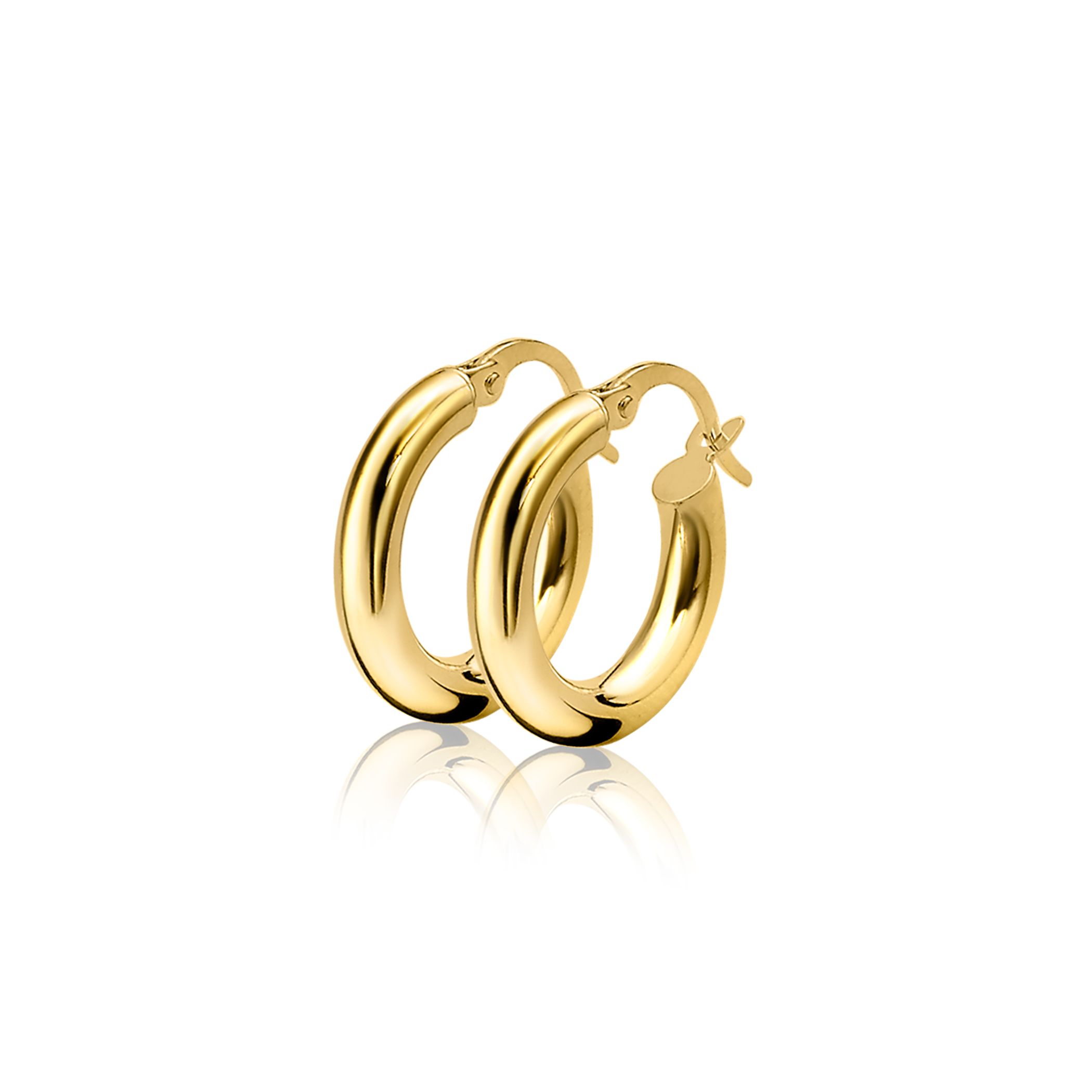 ZINZI Gold 14 karaat gouden creolen ronde buis 18 x 3mm ZGO131