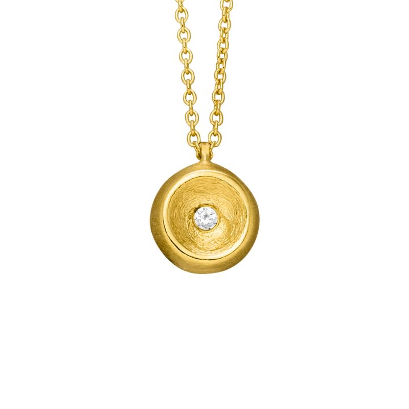 14kt gouden collier met hanger en 0.02ct diamant