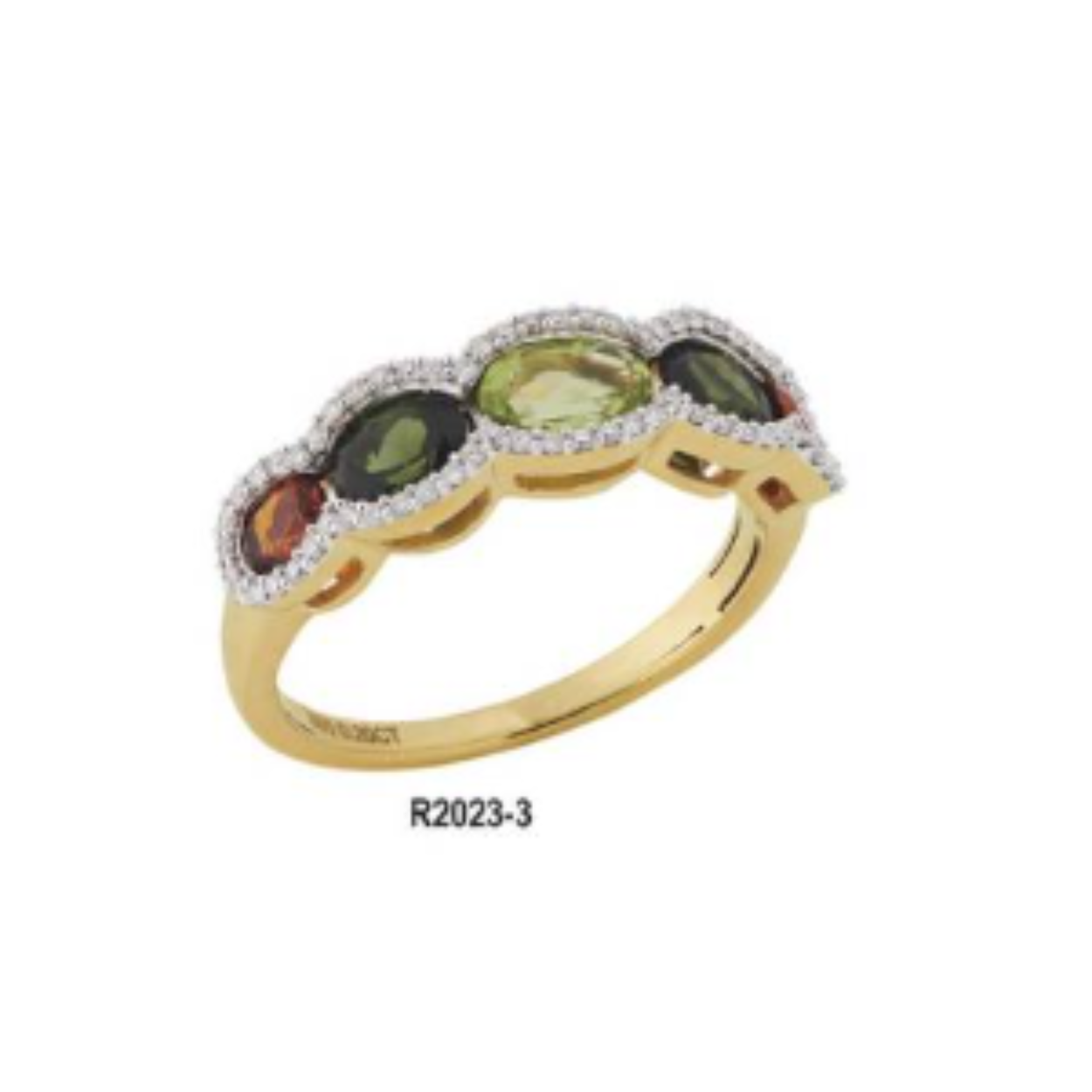 Eclat ring geelgoud 0.20G/SI maat 55  
Peridot/Citrien/tourmalijn