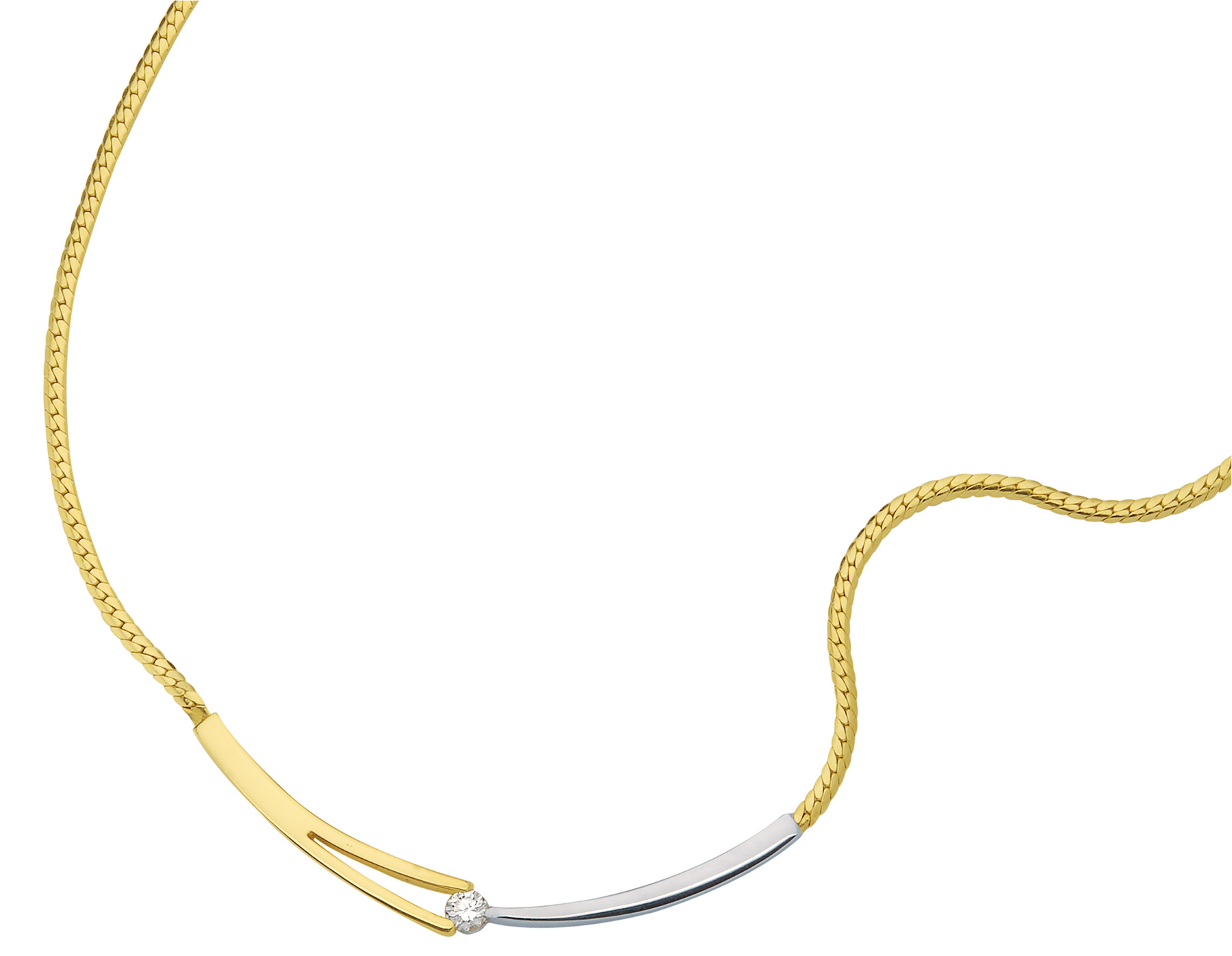 14 karaat gouden collier uit de Victorie collectie. Dit collier is bezet met briljant geslepen diamant.
Diamant kwaliteit Top Wesselton VVS/VS
De diamant is ingesloten in een v-vorm waardoor hij de allermooiste schittering krijgt.