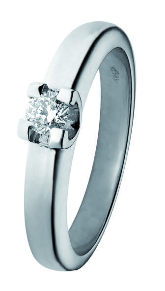 Eclat witgouden d'elite solitair ring, maat 17.5.
1 x 0.05crt G/VVS, model R150 strakke scheen