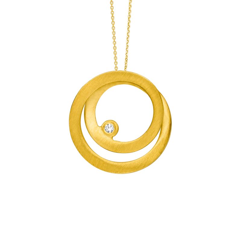 14kt gouden hanger met 0.02ct diamant