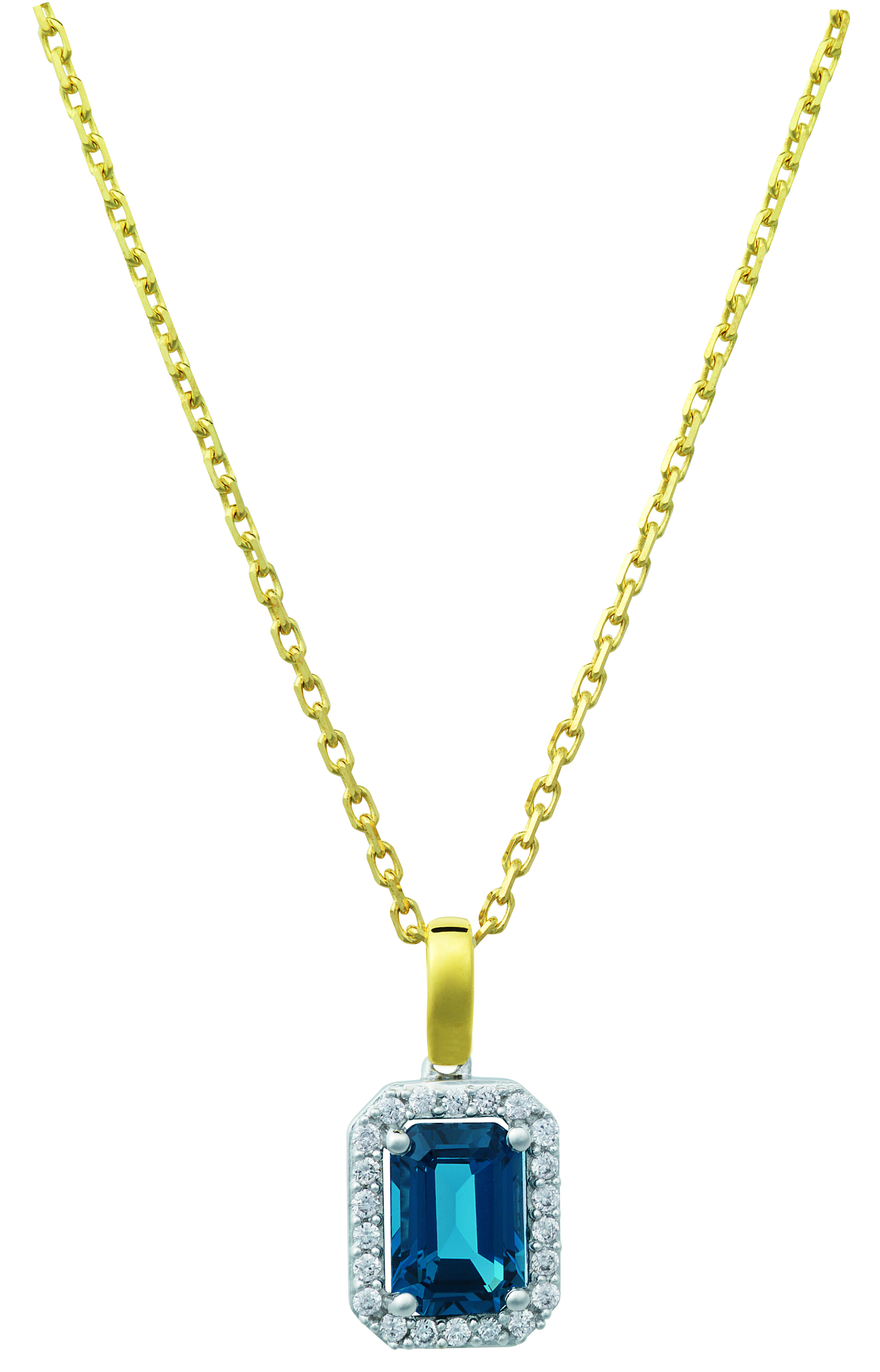 Eclat bicolor hanger met 0.09crt briljant en blauwe topaas, Exclusief collier.
