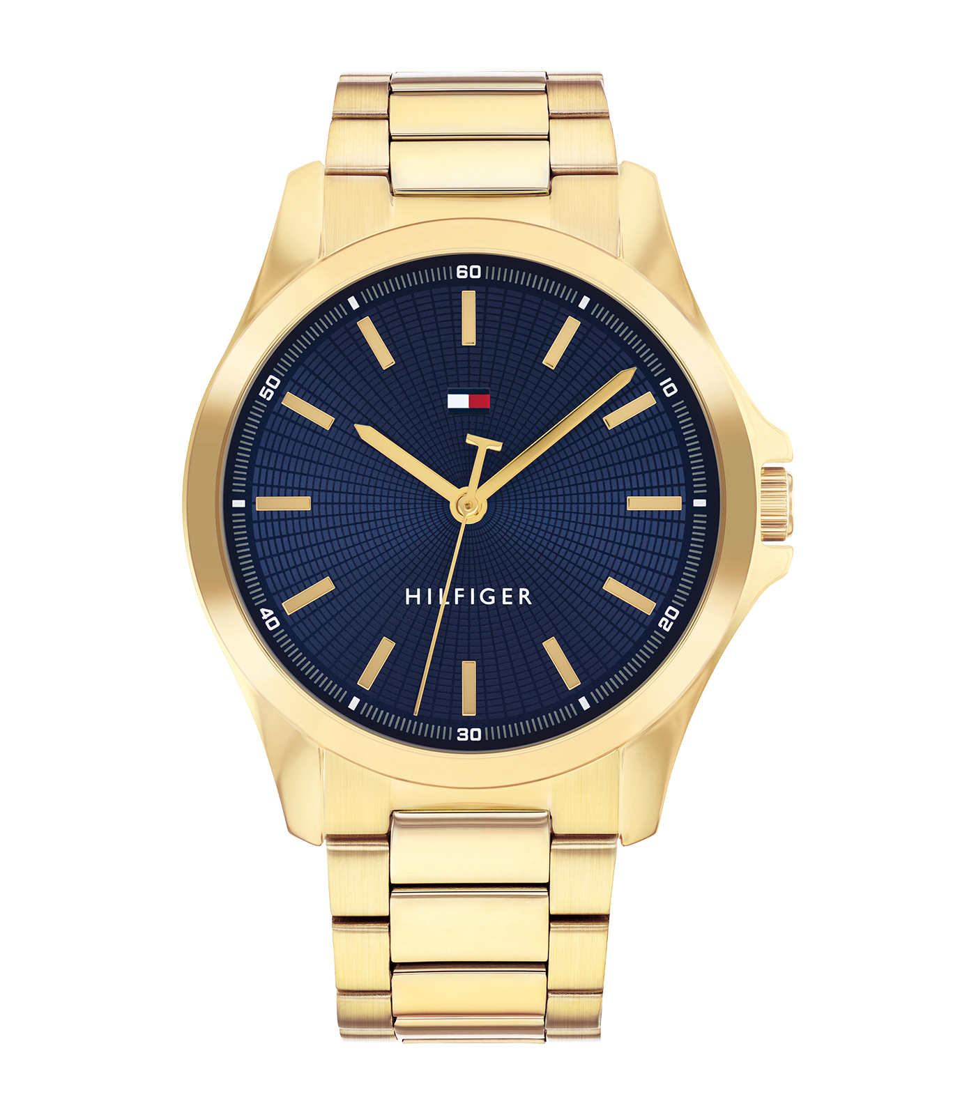 Het Tommy Hilfiger Heren Horloge, modelnummer 1710679, is een stijlvol uurwerk met een analoge weergave en quartz uurwerk. Het ronde roestvrijstalen horloge heeft een goudkleurige kast en band, en een blauwe wijzerplaat met streepindexen. Waterbestendig tot 3 atm. Perfect voor zowel formele als casual gelegenheden. Draag met vertrouwen bij elke outfit.