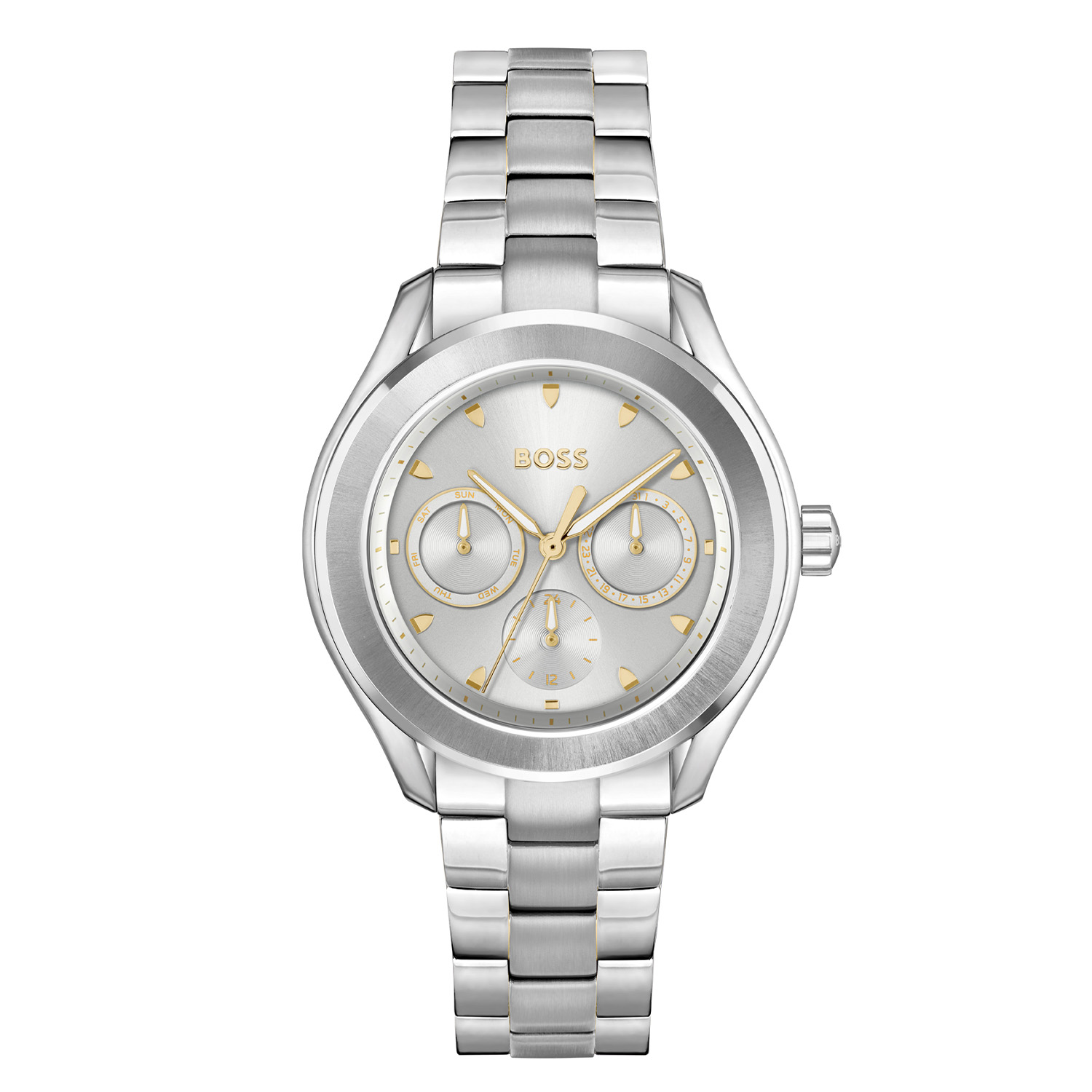 BOSS HB1502747 LIDA Dameshorloge 38mm 
Dit BOSS horloge uit de LIDA serie met artikelnr: HB1502747 heeft een stijlvolle look. Zeer geschikt voor de moderne stijlvolle vrouw van nu. Het dameshorloge valt op door zijn stalen ronde horlogekast met een platte bezel en een grijze sunray wijzerplaat met dag, datum, en 24-uursaanduiding. Aan de kast zit een stalen schakelband met vouwsluiting. De kast van het horloge heeft een doorsnee van 38mm met mineraalglas en is 3ATM. 

HET MERK:
HUGO BOSS is afgestemd op levensstijlen waar het gaat om kwaliteit en precisie. Het wereldwijde fashionlabel is verdeeld in twee merken: BOSS en HUGO. Het merk BOSS biedt geavanceerde, moderne horloges gericht op kwaliteit en design om een onberispelijke look te creëren – of het nu zakelijk, casual of sportief is. De horloge collectie van BOSS is perfect afgestemd op levensstijlen waar het gaat om kwaliteit en precisie. BOSS is op maat gemaakt in een onberispelijke stijl.

Blijf stijlvol bij de tijd. Voor de BOSS-vrouw is stijl het handelsmerk en draait alles om
details. Breng uw look naar een hoger niveau met onze nieuwe en kenmerkende horlogecollectie.

SPECIFICATIES:
- Mineraalglas
- Ronde kastvorm, Ø 38mm
- Stalen horlogekast
- Grijze wijzerplaat
- Stalen schakelband