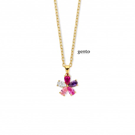 
KETTING + HANGER 925 VERGULD + CZ MULTI A34A00