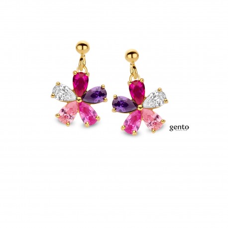 OORRING ZILVER 925 VERGULD + CZ MULTI A34A00