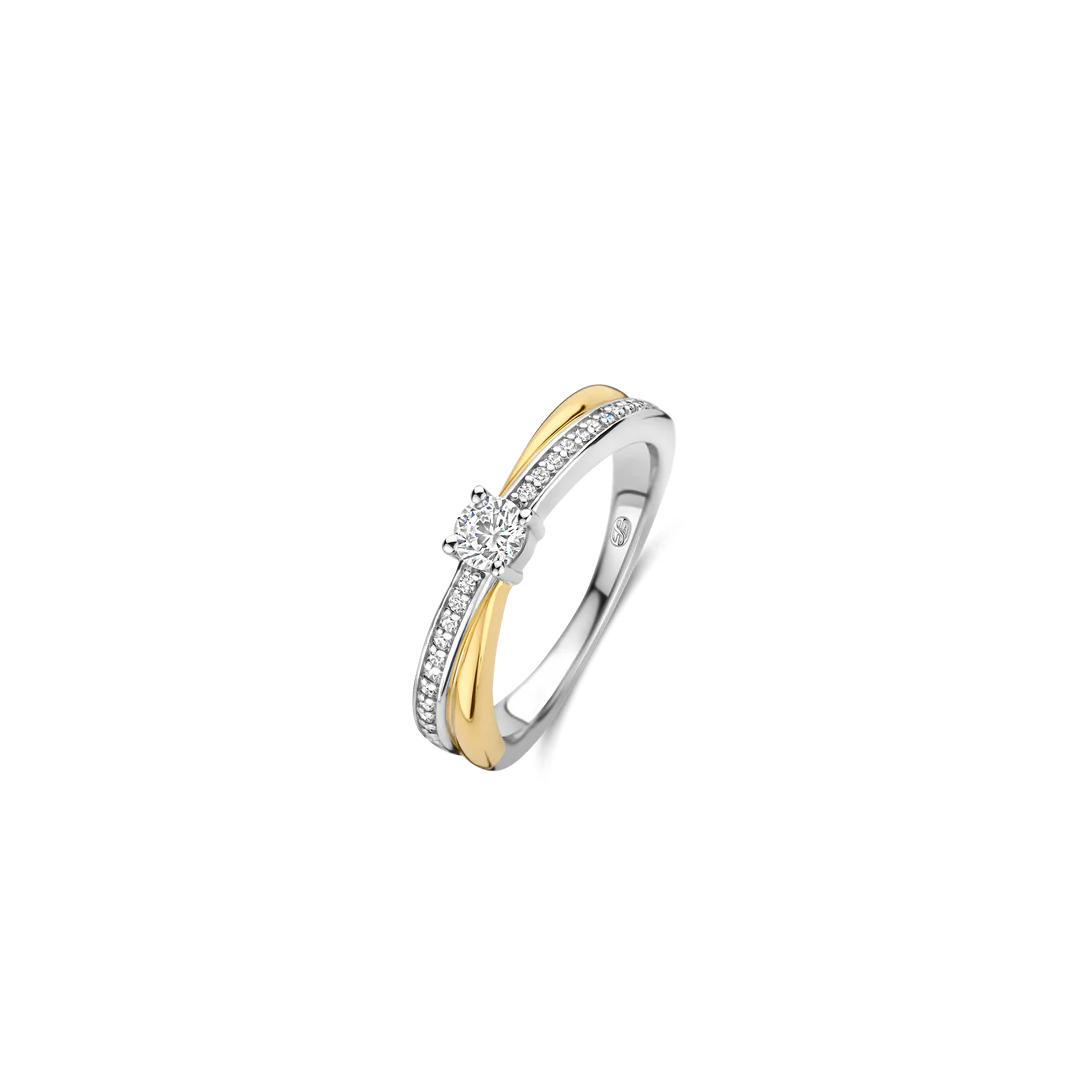 Zilver Vergulde Ring Zirkonia